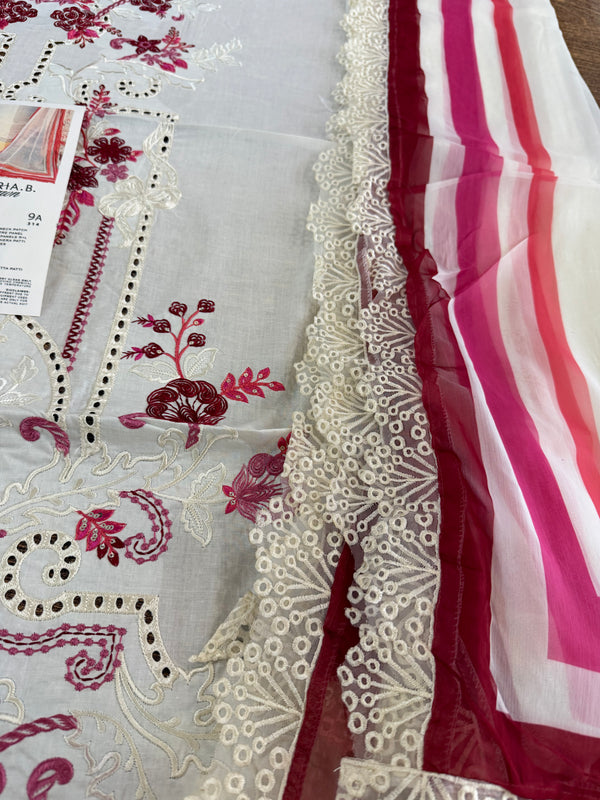 Maria b white pink lawn 2026