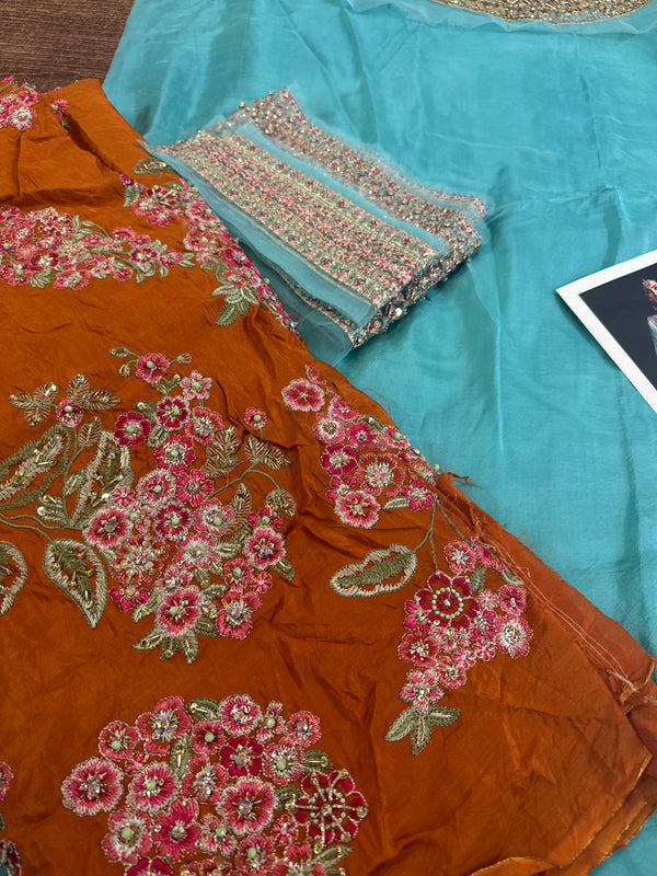 Hussain rehar sky rust wedding edition