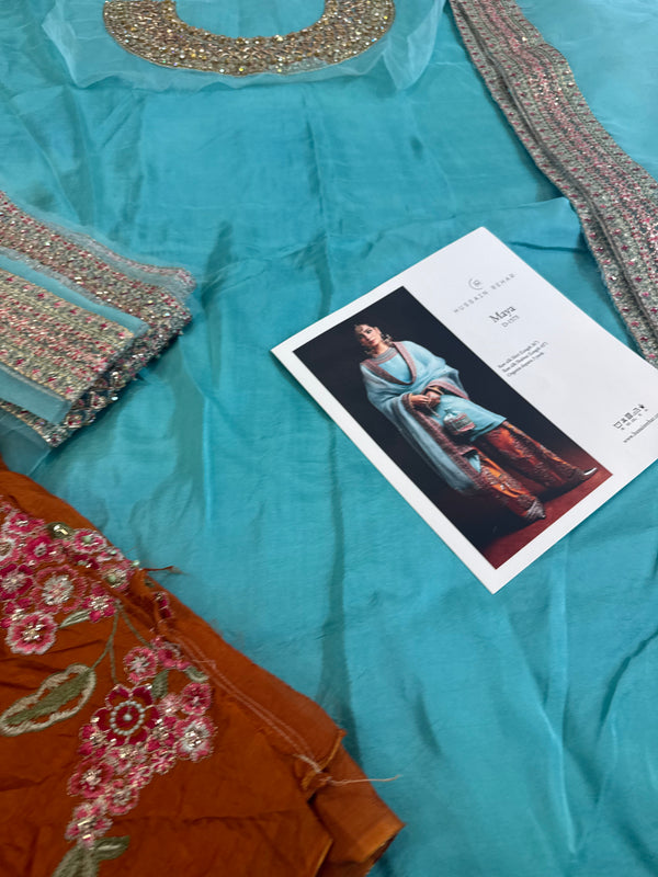 Hussain rehar sky rust wedding edition