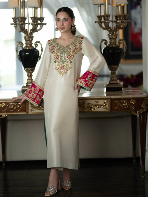 Alina khan white multi wedding edition