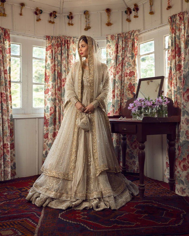 Faiza saqlain golden 16 panelled wedding edition Brand faiza saqlain