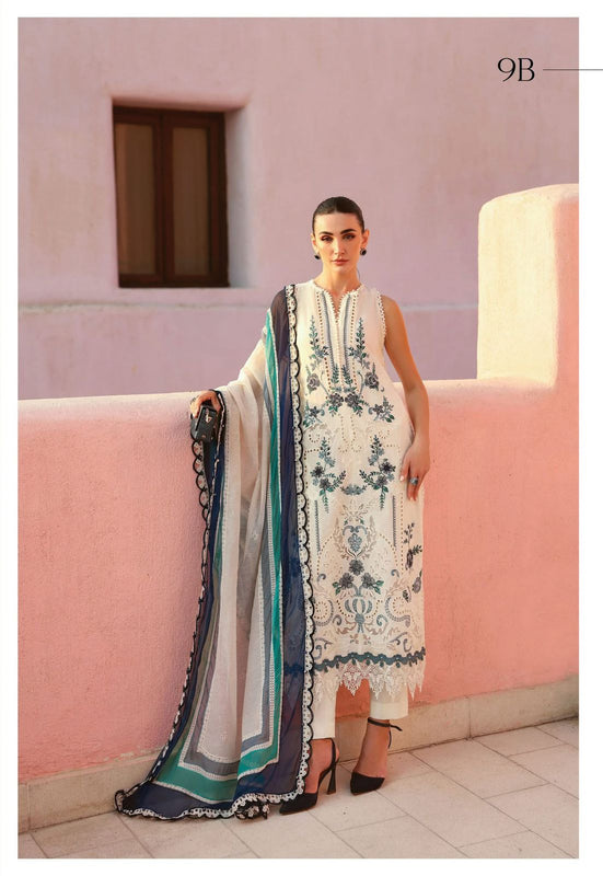 Maria b white blue lawn 2026