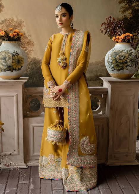 Hussain rehar yellow arasti wedding edition