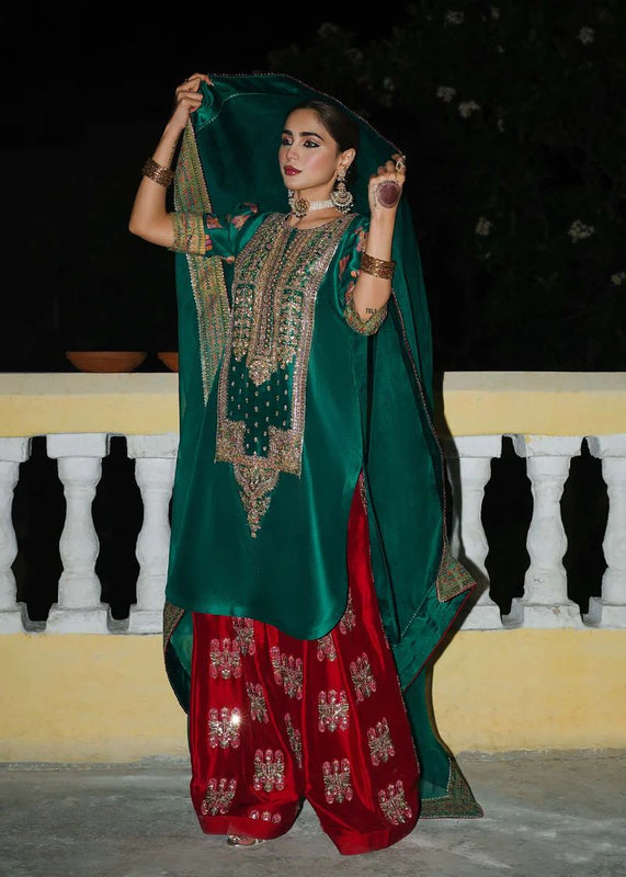 Hussain rehar green red wedding edition