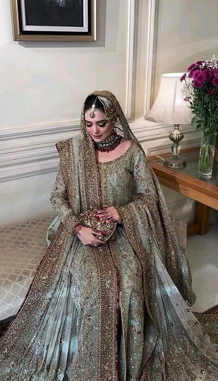 Haris shakeel bridal sea green mint wedding edition