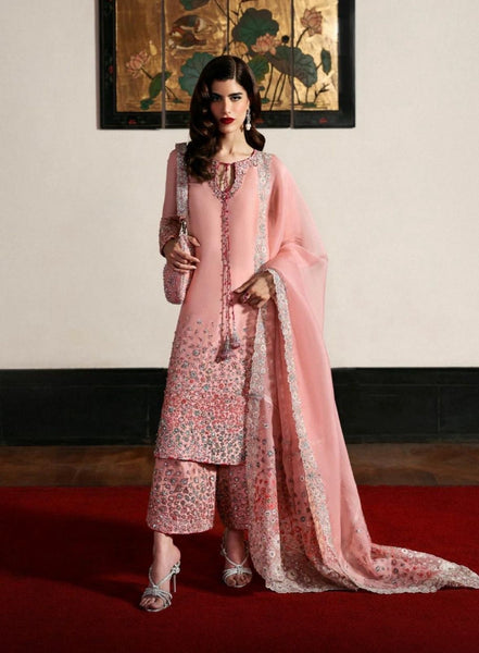 Hussain Rehar pink wedding edition dress