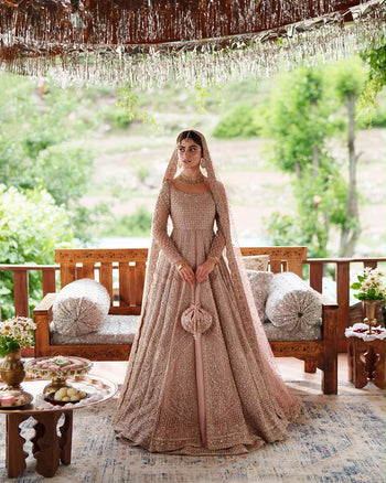 Faiza Saqlain pink chiffon wedding edition