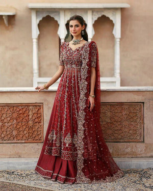 Faiza Saqlain red bridal chiffon collection