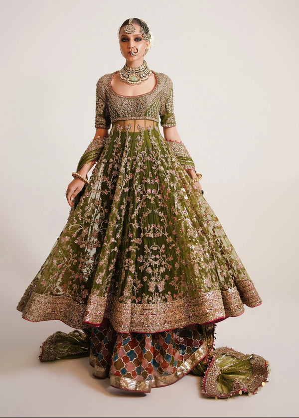 Hussain Rehar green multi bridal collection