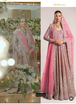 Fahad Hussain coture pink bridal chiffon collection