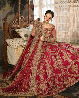 Faiza Saqlain red bridal chiffon collection