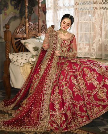 Faiza Saqlain red bridal chiffon collection