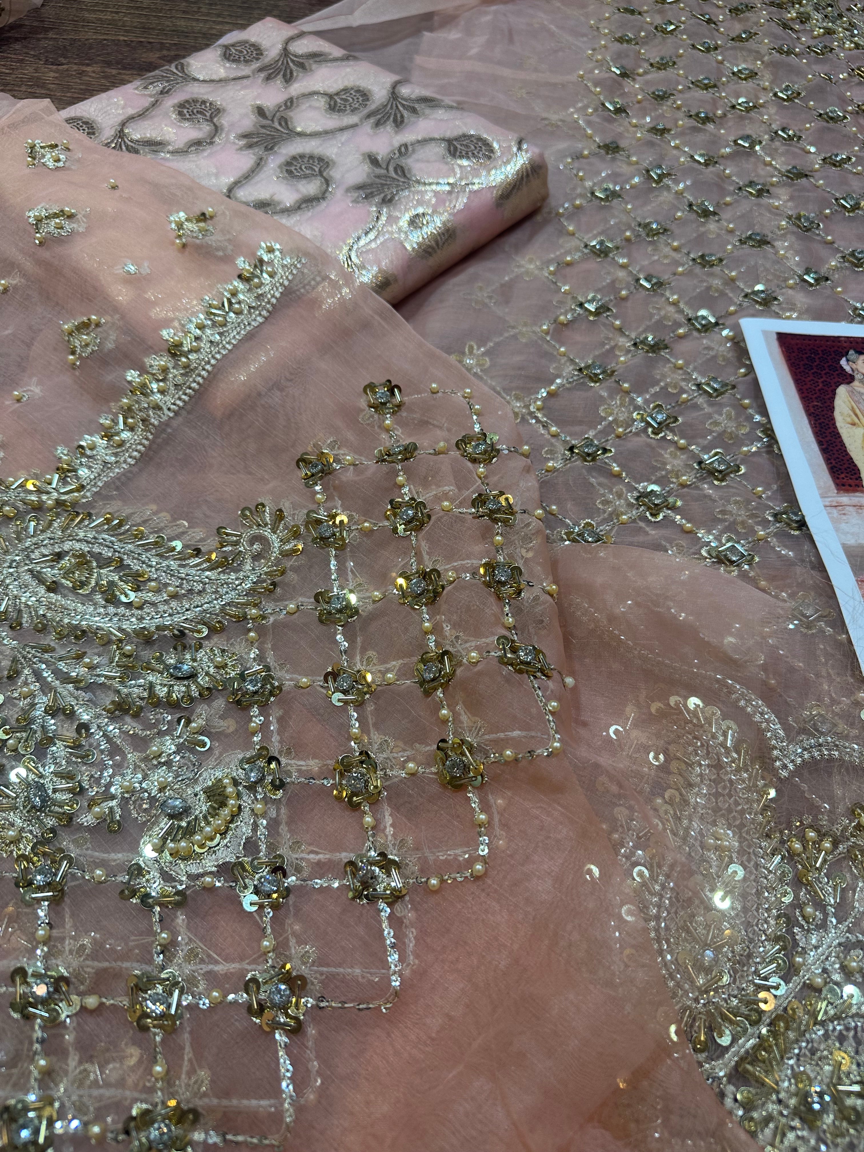 Maria B couture pink golden bridal Maria B couture pink golden bridal