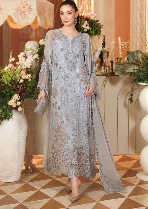 Maria B grey chiffon wedding edition