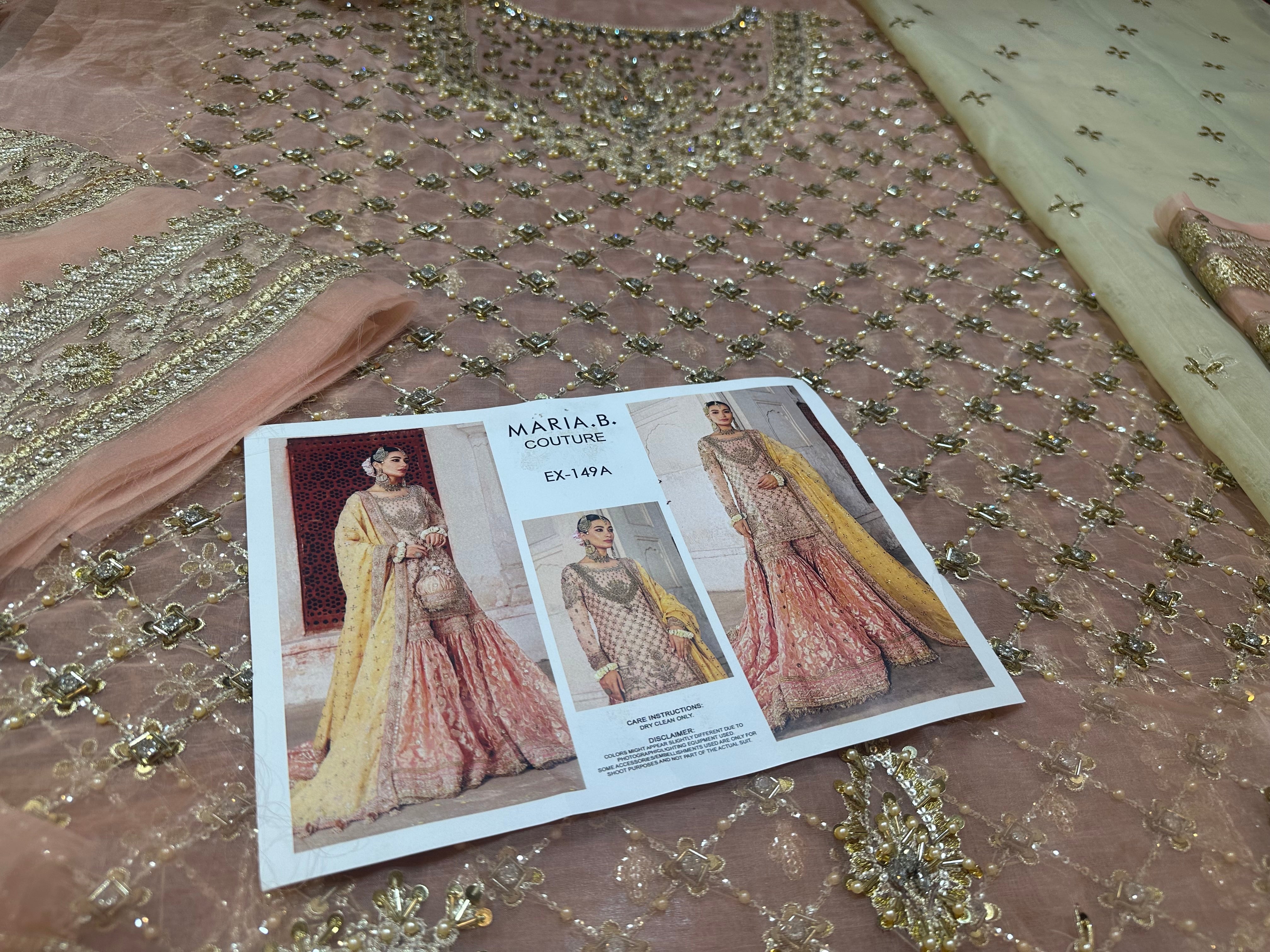 Maria B couture pink golden bridal Maria B couture pink golden bridal