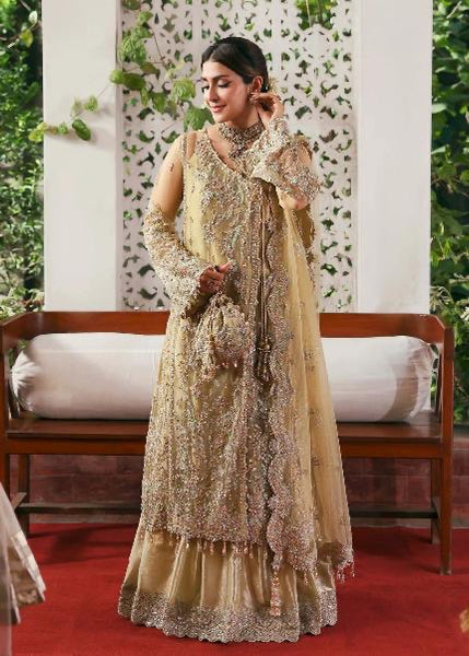 Kanwal Malik golden bridal chiffon collection