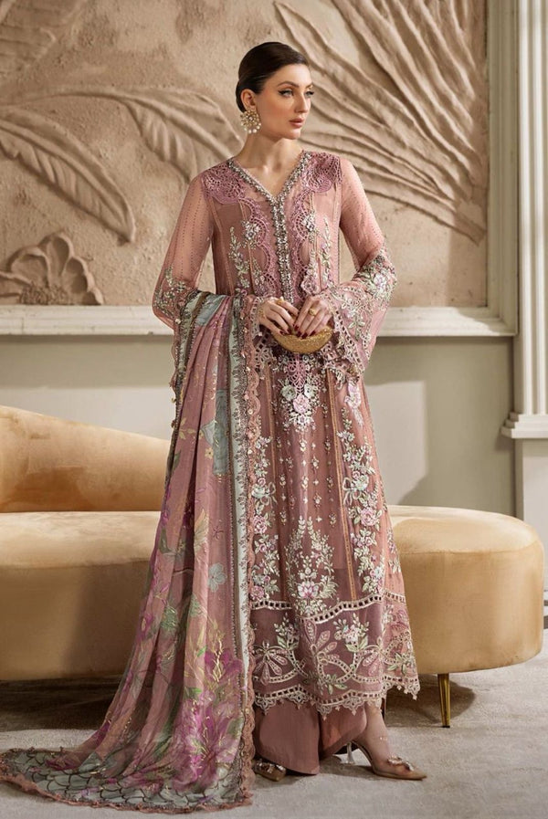Maria B chiffon tea pink wedding edition