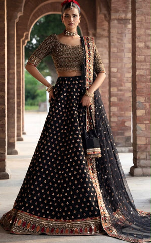 Mina Kashif black chiffon wedding edition
