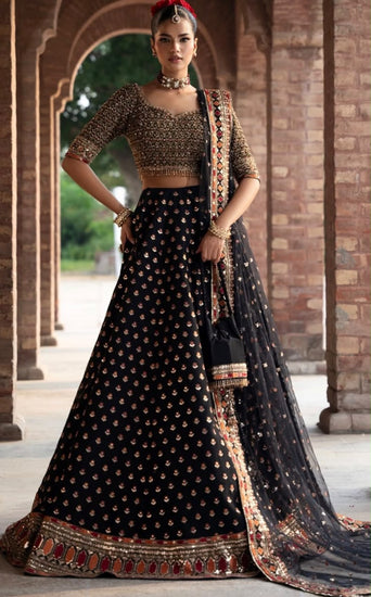 Mina Kashif black chiffon wedding edition