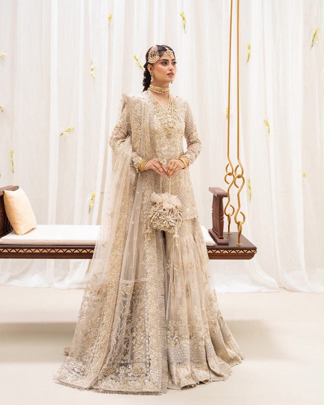 Faiza Saqlain ivory chiffon wedding edition