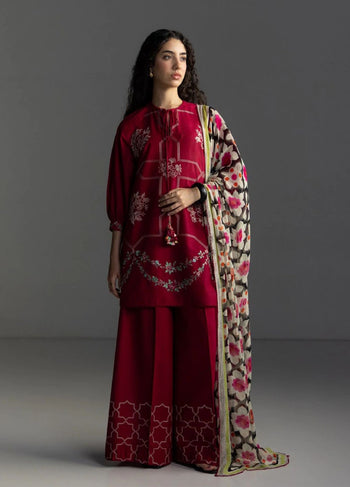 Coco by Zara Shahjahan meroon chiffon 2026