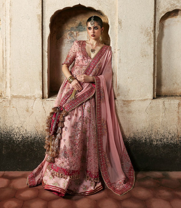 Hussain Rehar pink chiffon wedding edition