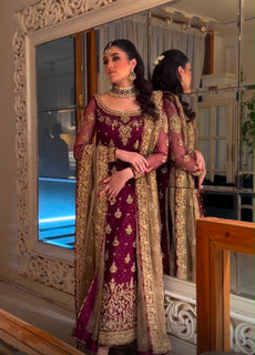 Haris shakeel red chiffon wedding edition