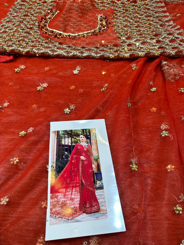 Maria B coture red saree bridal collection