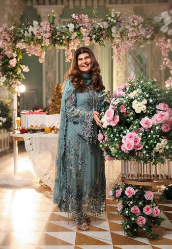 Maria B chiffon sky wedding edition