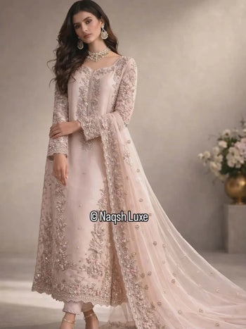 Agha Noor pink chiffon wedding edition