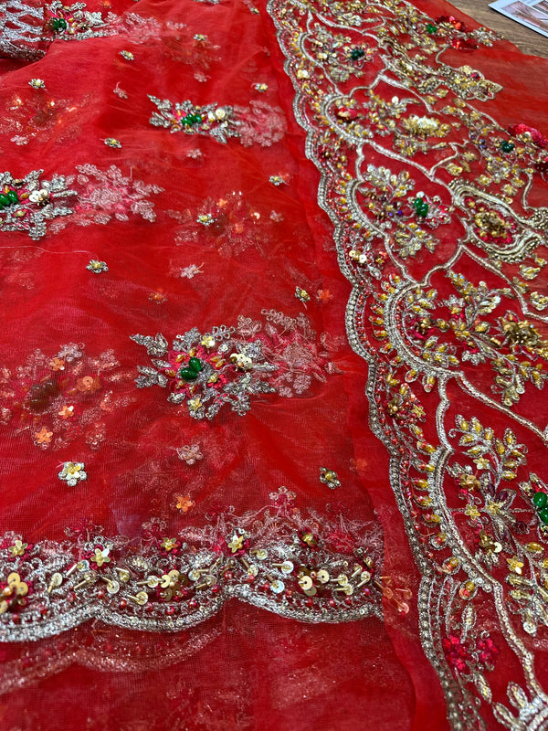 Maria B coture red saree bridal collection