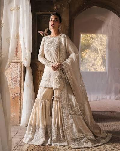 Faiza Saqlain ivory chiffon wedding edition