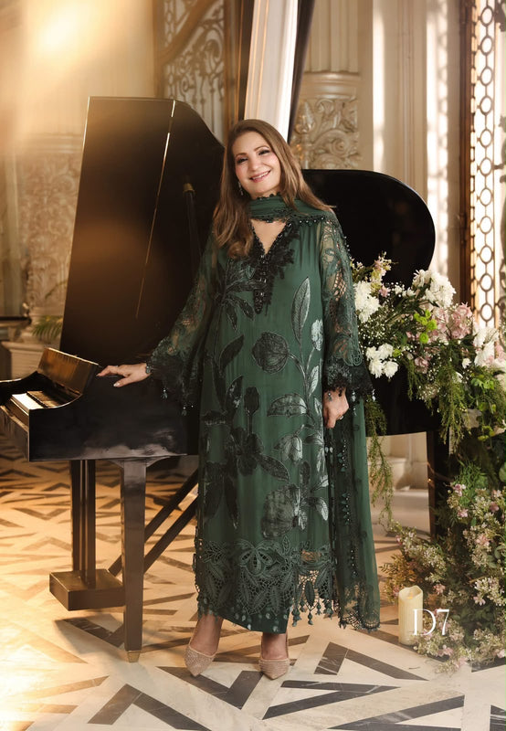 Maria B green chiffon wedding edition