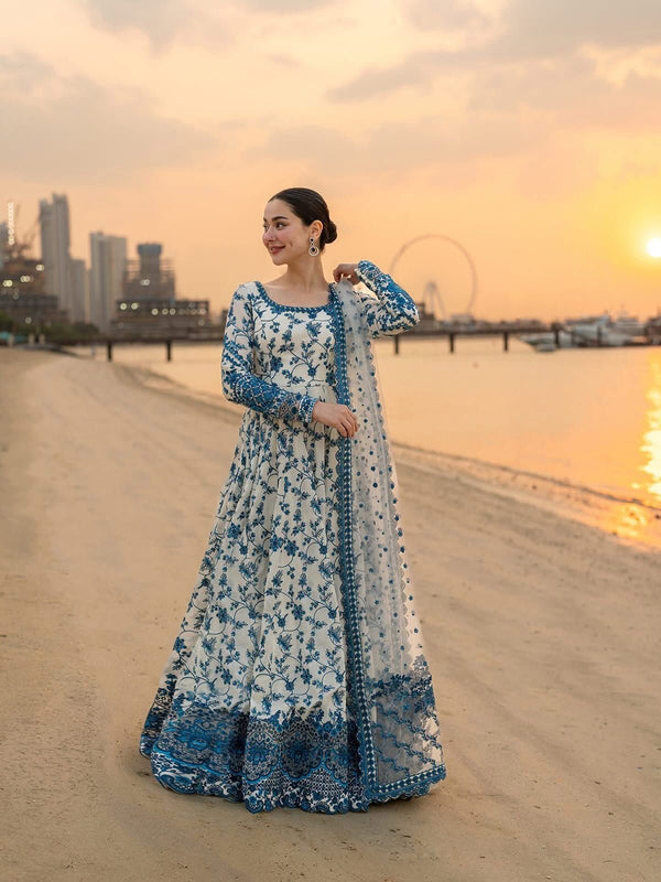 Faiza Saqlain sky white lawn 2026