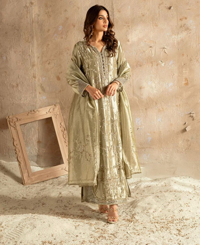 Hafsa malik olive green wedding edition