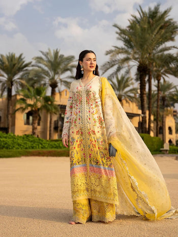 Faiza saqlain yellow multi lawn 2026