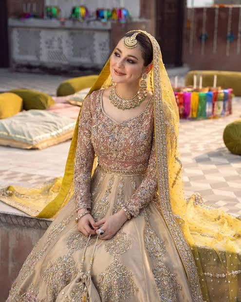 Faiza Saqlain yellow pink wedding edition