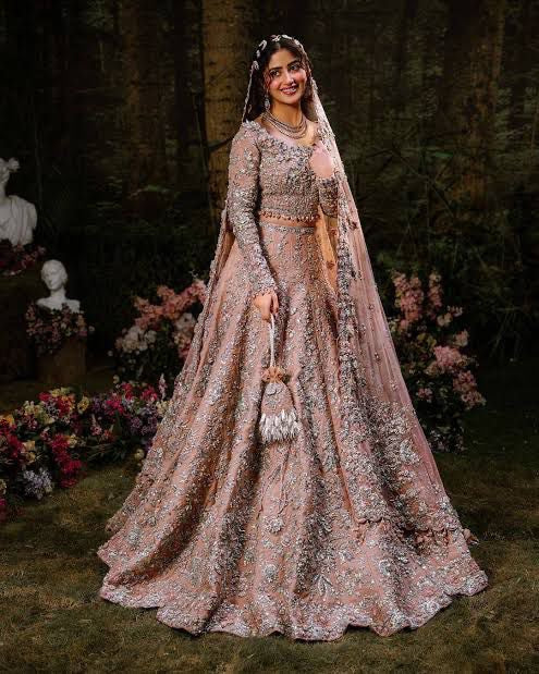 Maria B pink 16 panelled wedding edition