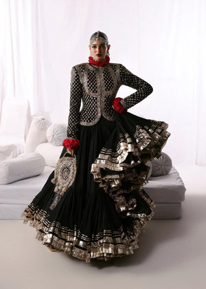 Hussain Rehar black chiffon wedding edition