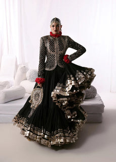 Hussain Rehar black chiffon wedding edition