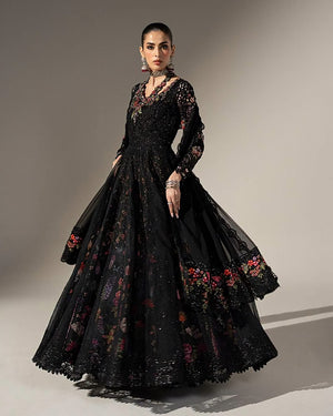 Maria B black mbroided wedding chiffon