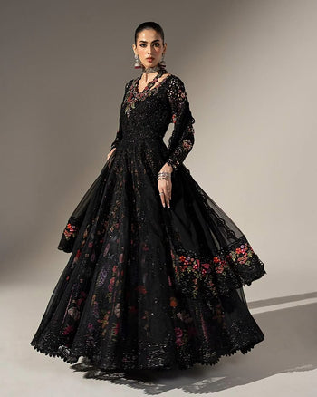 Maria B black mbroided wedding chiffon