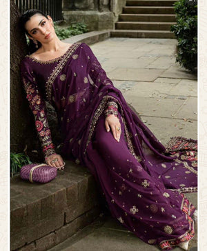 Maria B purple chiffon saree