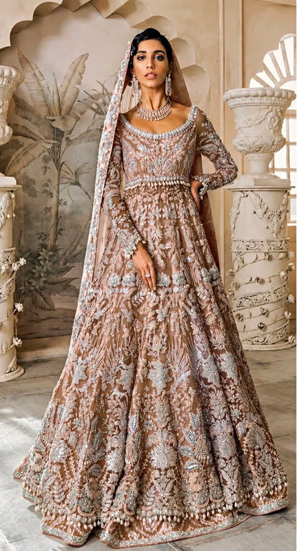 Elan copper brown bridal chiffon