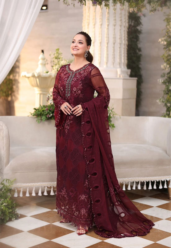 Maria B meroon chiffon wedding edition