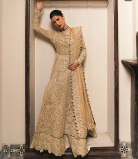 Saira Shakira golden maxy chiffon wedding edition
