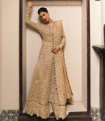Saira Shakira golden maxy chiffon wedding edition