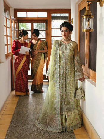 Kanwal Malik parrot pista chiffon wedding edition