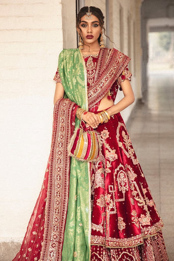 Mohsin Naveed Ranjha meroon chiffon wedding edition
