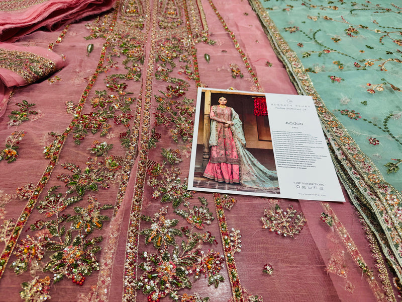 Hussain rehar pink green wedding edition